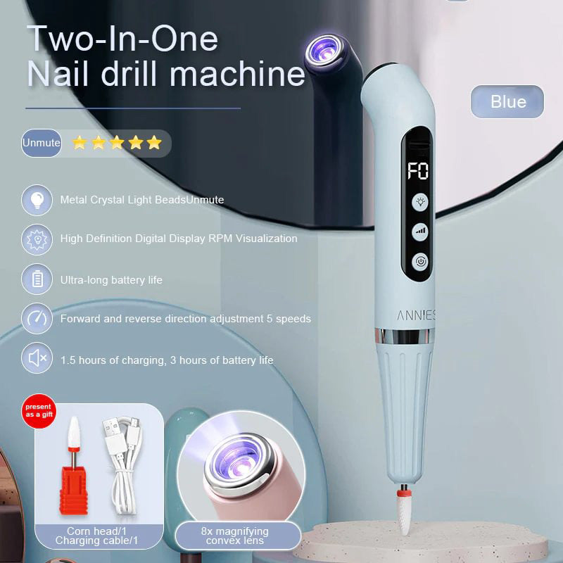 2 IN 1 GRINDING AND MANICURE TOOL WITH LED LIGHT